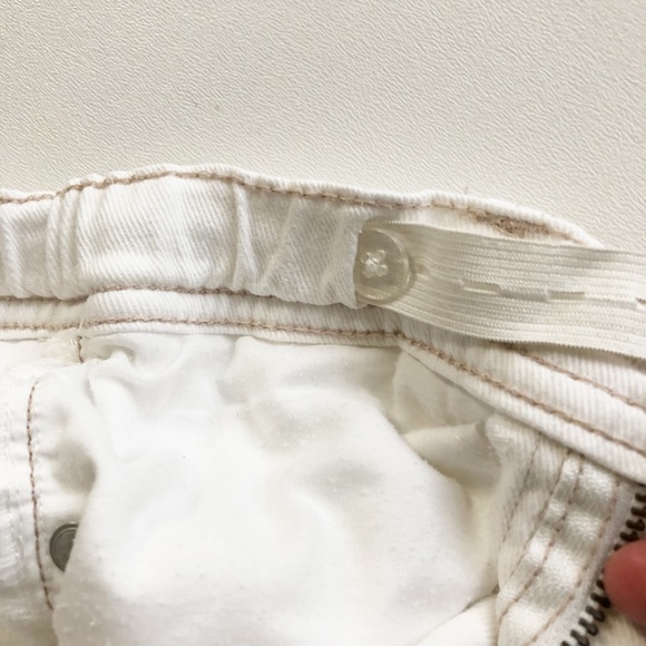 Imperial Star White Denim Jeans Back Flap Pocket Adjustable Waist Sz 7 - Picture 3 of 8